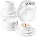 Produktbild: SÄNGER | Tafelservice Marlo Weiß, 24-teiliges Geschirrset für 6 Personen mit Dessert-, Speisetellern, Schalen & Müslischalen aus Porzellan, Teller Set, Essgeschirr, moderne Form PREMIUM COLLECTION