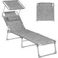 Produktbild: Songmics Sonnenliege mit Kopfkissen Klappbar 193 cm x 53 cm x 29 cm Grau