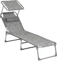 Produktbild: SONGMICS Gartenliege Sonnenliege, klappbarer Liegestuhl, für Garten, Pool, Terrasse, 1 St., bis 150 kg belastbar, 193 x 53 x 29 cm, Sonnenschutz, Kopfstütze, verstellbare Rückenlehne