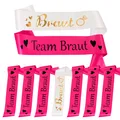 Produktbild: Braut + Team Braut Schärpe Set Junggesellinnenabschied JGA Hen Party Pink Weiß