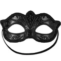 Produktbild: dressforfun 900881 Venezianische Maske für Damen, Augenmaske mit Muster und Zierborte für Maskenball Party Fasching Karneval Halloween - diverse Farben - (schwarz | Nr. 303529)