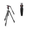 Produktbild: Manfrotto 290 Light Stativ-Kit mit Fluid-Videokopf und PIXI Mini-Kamerastativ, für DSLR, spiegellose oder kompakte Systemkameras, Foto- und Videoaufnahmen, schwarz