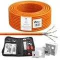 Produktbild: ARLI CAT 7 100m Verlegekabel Netzwerkkabel CAT.7 + 1x Netzwerkdose Cat6a + 1x Werkzeugset Crimpzange Abisoliermesser Tester Netzwerk Werkzeug Set 4 in 1 S/FTP CAT7 PIMF Kabel AWG23/1 Ethernet 100 m