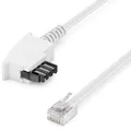 Produktbild: deleyCON 0,5m Telefonkabel TAE-F Stecker auf RJ11 Stecker Int. Norm 6P4C Flachkabel Analoge Endgeräte an TAE-F Telefondose Telefon Fax Modem Router Anrufbeantworter Weiß