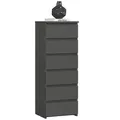 Produktbild: Kommode mit 6 Schubladen Kommode Schlafzimmer Flur Wohnzimmer Organizer Kommode mit Schubladen 40 cm breit 109 cm hoch | graphit Holz Highboard Sideboard Mehrzweckschrank Schrank schmal