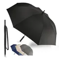 Produktbild: LANGENBERG Regenschirm groß mit [Ø138 CM SPANNWEITE] inkl. automatischer Öffnung - Sturmfest mit stilvollem Griff - XXL Regenschirm Herren und Damen - Stockschirm groß samt Tragehülle