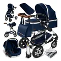 Produktbild: KESSER Loops Kinderwagen 4 in 1 Kombikinderwagen Komplett-Set auch als Buggy für Kinder bis 4 Jahre inkl. Babywanne, Babyschale + Fußsack, Korb, Wickeltasche, Regen- & Insektenschutz & Flaschenhalter