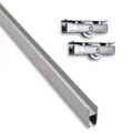 Produktbild: Teilemagnet Montageset für Glasscheiben: Aluminium-Montageschiene (0,95 m) inkl. 2 Laufrollen - Silber