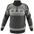 Produktbild: HomeOfSocks Norwegerpullover Hochwertige Norweger Pullover klassisches Design 100% Wolle Rollkragenpullover Reißver Fleecekragen XL