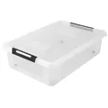 Produktbild: HRB transparente Aufbewahrungsbox Rollbar Unterbettbox mit Deckel Clickverschluss - Ideal für Unterbett Aufbewahrungsbox Plastikbox mit 32 Liter Volumen