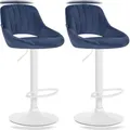 Produktbild: CLP 2er Set Barhocker Milet Samt blau/Metall matt weiss