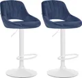 Produktbild: CLP 2er Set Barhocker Milet Samt drehbar und höhenverstellbar,blau Metall matt weiss