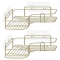 Produktbild: Navaris 2x Duschablage ohne Bohren - Bad Duschregal Eckregal 2er Set - Badezimmer Regal Wand - Ablage für Dusche Aufbewahrung - Metall Dusch Ecke - Gold