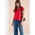 Produktbild: T-Shirt CECIL, Damen, Gr. XXL (46), rot (glazed apple rot), Jersey, Obermaterial: 50% Baumwolle, 50% Modal, unifarben, regular fit normal, Rundhals, Shirts T-Shirt, mit elastischem Bund