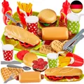 Produktbild: BUYGER Kinderküche Spielküche Zubehör für Kinder, Hamburger Fast Food Leb