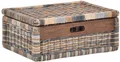Produktbild: Krines Home Aufbewahrungskorb Flacher Korb mit Deckel Rattan geflochten Regalkorb Aufbewahrungsbox
