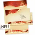 Produktbild: 25 Sets Weihnachtsbriefpapier ROT-GOLD mit Umschläge Briefpapier Weihnachten