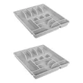 Produktbild: Engelland 2 x Besteckkasten Besteckkorb mit 9 Fächern, Besteckeinsatz aus Kunststoff, BPA-frei, Farbe: Hellgrau, Maße: 45 x 39 x 5 cm