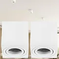 Produktbild: 2er Set Aufbauspot GU10 schwenkbar eckig weiß - Aufbaustrahler Aluminium 230V - Deckenspot für Decke Innenräume ohne Leuchtmittel - Sweet LED