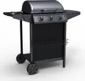 Produktbild: Tepro Hampton Gasgrill, 3 Brenner, 11 kW, Edelstahl Schwarz pulverbeschichtet, mit Piezo-Zündung, Seitenbrenner und Thermometer, Grillfläche 82 cm, Maße: 104.0 x 55.4 x 97.7 cm