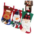 Produktbild: com-four® 3X Premium Weihnachtsstrumpf XL zum Befüllen - Nikolausstiefel zum Aufhängen - Weihnachtsdekoration in 3 süßen Designs - Nikolausstrumpf
