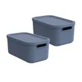 Produktbild: Rotho Albula light 2er-Set Aufbewahrungsbox 12l mit Deckel, Kunststoff, blau (Blau)