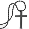 Produktbild: SERASAR Edelstahl Halskette Herren mit Anhänger - 50cm schwarz Kordelkette Geschenk für Gothic Kette Emo Schmuck Box Kommunion Junge Silver Chain Men