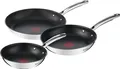 Produktbild: Tefal Duetto+ Pfannen-Set Induktion Edelstahl Antihaft 20/24/28cm Schwarz