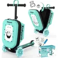 Produktbild: Kidiyana Scooter Koffer Grün, Roller mit LED-Rädern, Höhenverstellbarer, A5 Sichtfenster, 7cm Stauraumerweiterung, Handgepäck geeignet, ab 2 Ja... - Grün