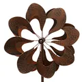 Produktbild: HAFIX Windrad Windblume 3D Optik Ø53cm. Windspiel für den Garten aus Metall. Windmühle mit Höhenverstellung dekorativ einzigartiger Blickfänger, wetterfest & UV-beständig in Kupfer, H: 183cm.
