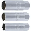 Produktbild: BGS-technic Zündkerzenschlüssel 6858, Steckeinsatz, 3-teilig, 14, 16 und 18 mm Schlüsselweite, Zwölfkant, Aufnahme 3/8 Zoll