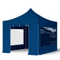 Produktbild: TOOLPORT 3x3m Stahl Faltpavillon, inkl. 4 Seitenteile, dunkelblau - (600010)