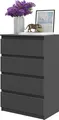 Produktbild: FURNICA - GABRIEL - Kommode / Sideboard mit 4 Schubladen - Antrazit Grau H92cm B60cm T33cm