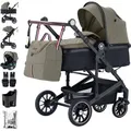 Produktbild: Daliya® NEOMOVE 3in1 Kinderwagen | mit i-Size Babyschale & Buggy | Alu-Rahmen Reisekinderwagen | Kombikinderwagen mit großen Einkaufskorb | für ... - Braun/Schwarz