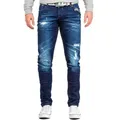 Produktbild: Cipo & Baxx Slim-fit-Jeans Herren Slim Fit Jeans Stonewashed BA-CD392 Destroyed Look blau 31