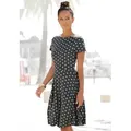 Produktbild: Sommerkleid VIVANCE, Damen, Gr. 34, N-Gr, bunt (anthrazit, rose, bedruckt), Jersey, Obermaterial: 100% Viskose, gepunktet, figurumspielend kniefrei, Rundhals, Kleider Sommerkleid, mit Pünktchendruck, knielanges T-Shirtkleid, Strandkleid