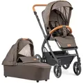 Produktbild: Gesslein Kombikinderwagen FX4 Style Set, Dunkelbraun, Textil, 57x129x100 cm, EN 1888, UV 50+, Feststellbremse, Federung, 5-Punkte-Gurt, für Babyschale geeignet, Griff in Lederoptik, Sitz umsetzbar, abnehmbarer Schutzbügel,5-Punkt-Gurt, Gurtschoner, Schutzbügel abnehmbar, Sportsitz mit verlängertem Verdeck,Matratze, zusammenklappbar, Baby on Tour, Kinderwagen, Kombikinderwagen