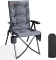 Produktbild: EVER ADVANCED Grau Campingstuhl Verstellbar 150 kg Seitentasche Polsterung 6cm
