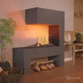 Produktbild: GLOW FIRE Elektrokamin 'Mozart' | Wasserdampf Kamin mit OMC 600 inkl. Holz in grau | HxBxT: 120x110x35 cm