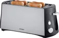 Produktbild: Cloer Toaster 3710 Doppel-Langschlitztoaster mit eingebautem Brötchenaufsatz Schwarz, Silber