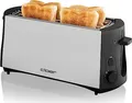 Produktbild: Cloer Toaster 3710 | 4 Scheiben | Langschlitz | 1380W | Edelstahl matt-schwarz | Brötchenaufsatz | Krümelschublade