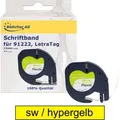 Produktbild: Böttcher-AG Schriftband für Dymo 91222, LetraTag, 12mm, Länge 4m, schwarz auf hypergelb, Plastik