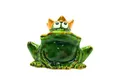 Produktbild: Dekohelden24 Lustiger Deko-Frosch mit Goldener Krone/Froschkönig, aus Keramik, in grün, für Heim, Garten, Terrasse oder Teich, Größe: L/B/H ca. 4 x 7 x 6 cm