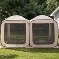 Produktbild: VEVOR Campingzelt, 365,76x182,88 cm, 2-in-1-Pop-up-Zelt, tragbares Partyzelt mit Tragetasche, Netz-Seitenwänden und Erdspießen, für Garten, Terrass