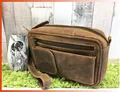 Produktbild: Vintage Leder Herrentasche Handgelenktasche Fettleder Gelenktasche braun Männer