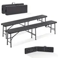 Produktbild: Arebos 2X Bierbank Faltbank Klappbar I Tragegriff | 183 x 28 x 43 cm Klappbank Camping Garten Party Bank Campingbank Bierzeltbank, Gartenbank, Sitzbank 2er Set | Anthrazit