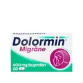 Produktbild: Dolormin® Migräne – zur Behandlung von Kopfschmerzen bei Migräneanfällen mit und ohne Aura – 20 Tabletten