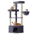 Produktbild: FEANDREA Kratzbaum für Raumecke, Katzenbaum, mit großer Kuschelhöhle, großen Plattformen, mehr Stabilität Dunkelgrau