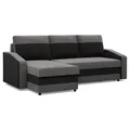 Produktbild: Mebligo - Ecksofa mit Schlaffunktion und Bettkasten Orion, Eckcouch Universelle Seite, Sofa L Form (BxTxH) 231 x 140 x 85 cm, Couch Wohnzimmer, Ecke Sofa, Grau + Schwarz (Mikro 27 + Mikro 15)