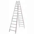 Produktbild: Doppelleiter Hymer Sprossenstehleiter 2x12 Sprossen Spreizsicherung durch 20 mm Perlongurte beidseitig begehbar 402324
